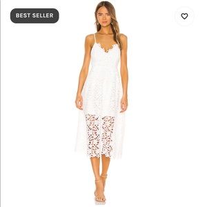 Lace A Line Midi Dress in White